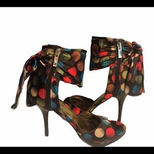 - Anne Michelle pumps shoes Multi Color Polka Dot Knot High Heel Shoes s…